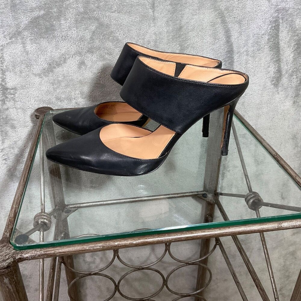 Halston Heritage Isabella Leather shoes women’s size 8.5 Pointy Toe Mule Heels
